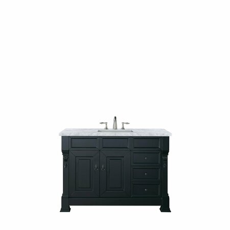 JAMES MARTIN VANITIES Brookfield 48in Single Vanity, Antique Black w/ 3 CM Carrara Marble Top 147-114-5236-3CAR